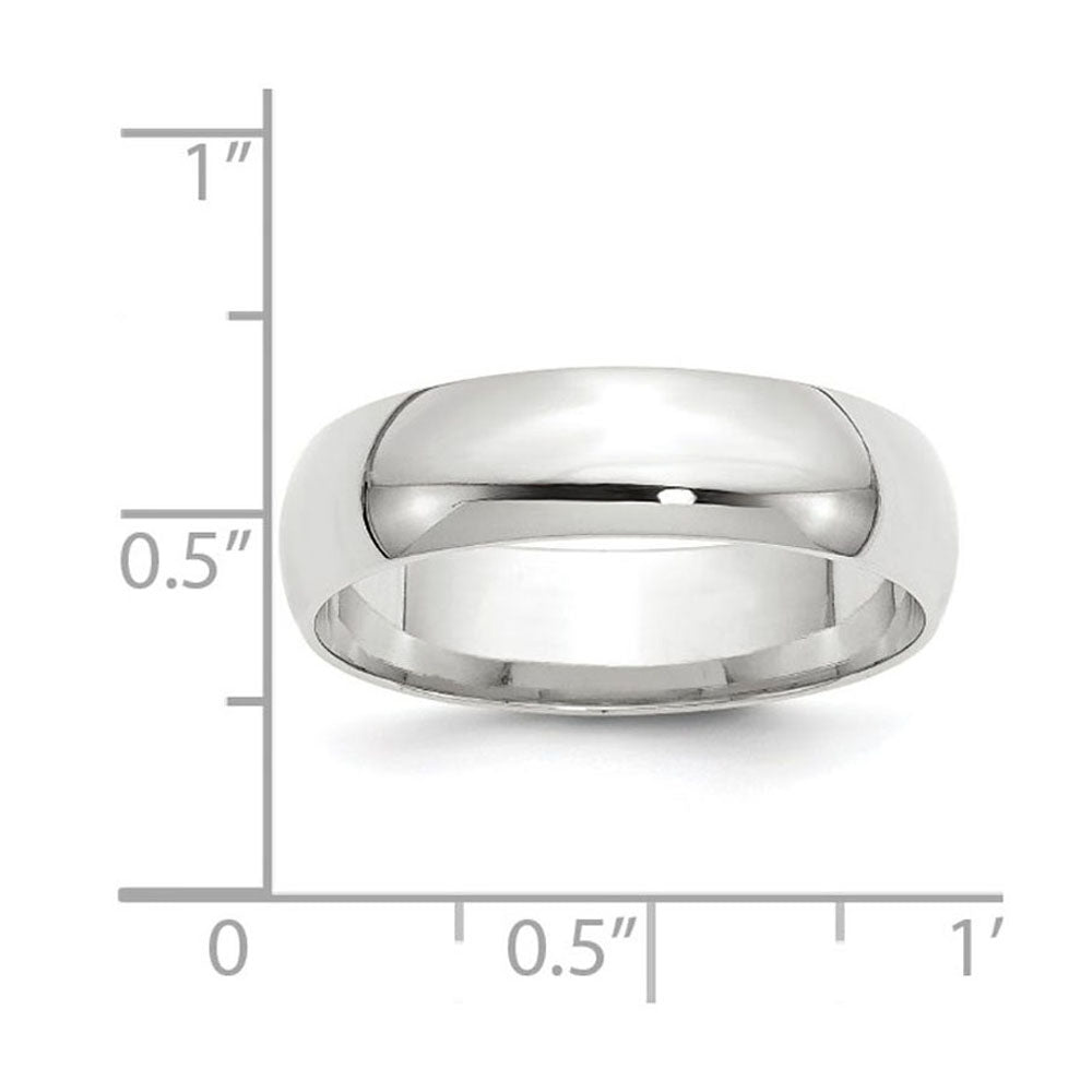 Alternate view of the 6mm 10K White Gold Lightweight Domed Comfort Fit Band, Size 4 by The Black Bow Jewelry Co.