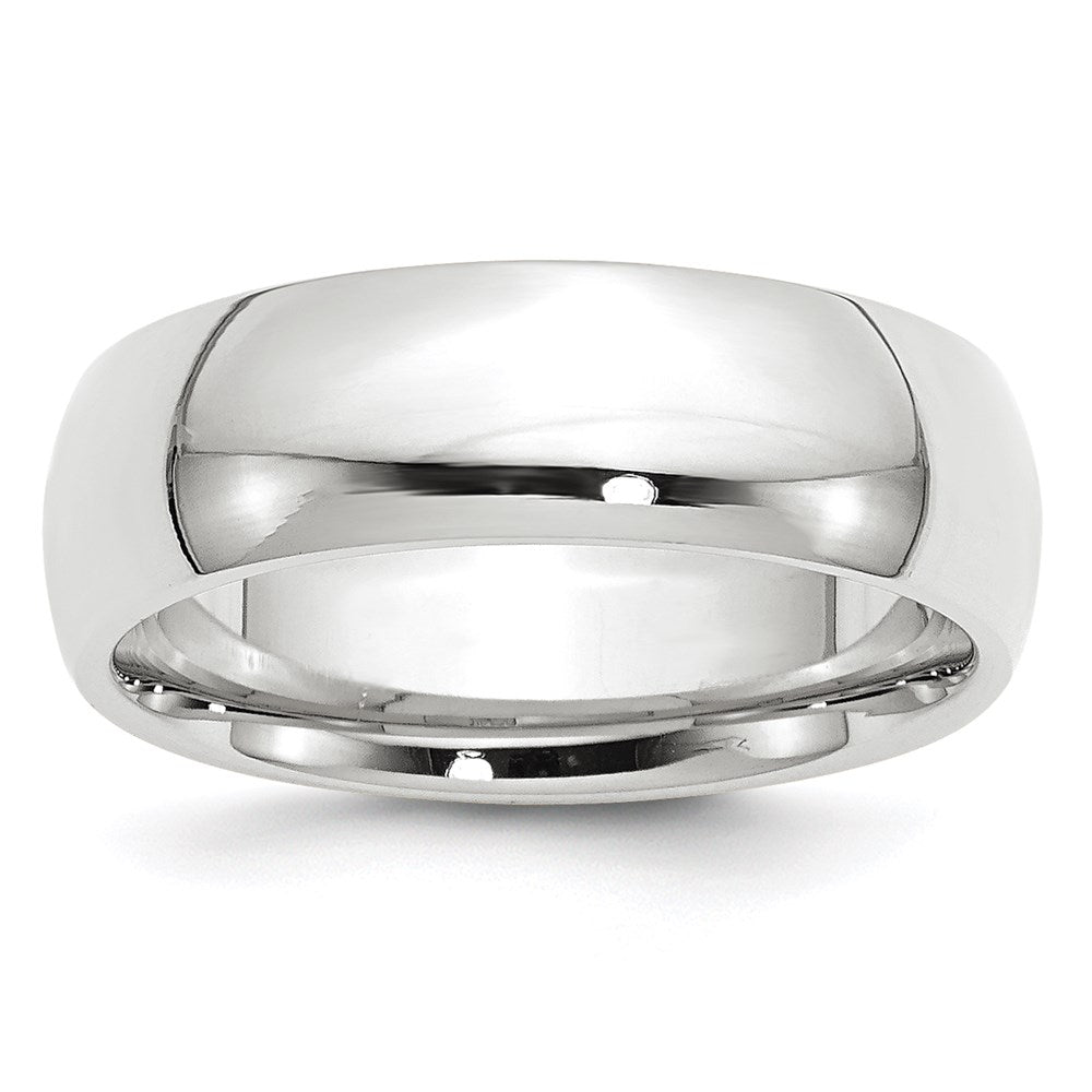 7mm 10K White Gold STD Domed Comfort Fit Band, Size 6, Item R12334-7MM-06 by The Black Bow Jewelry Co.