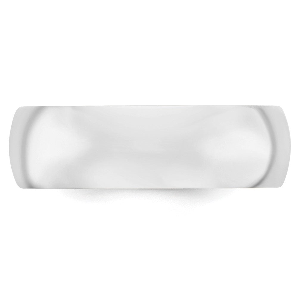 Alternate view of the 7mm 10K White Gold STD Domed Comfort Fit Band, Size 6 by The Black Bow Jewelry Co.