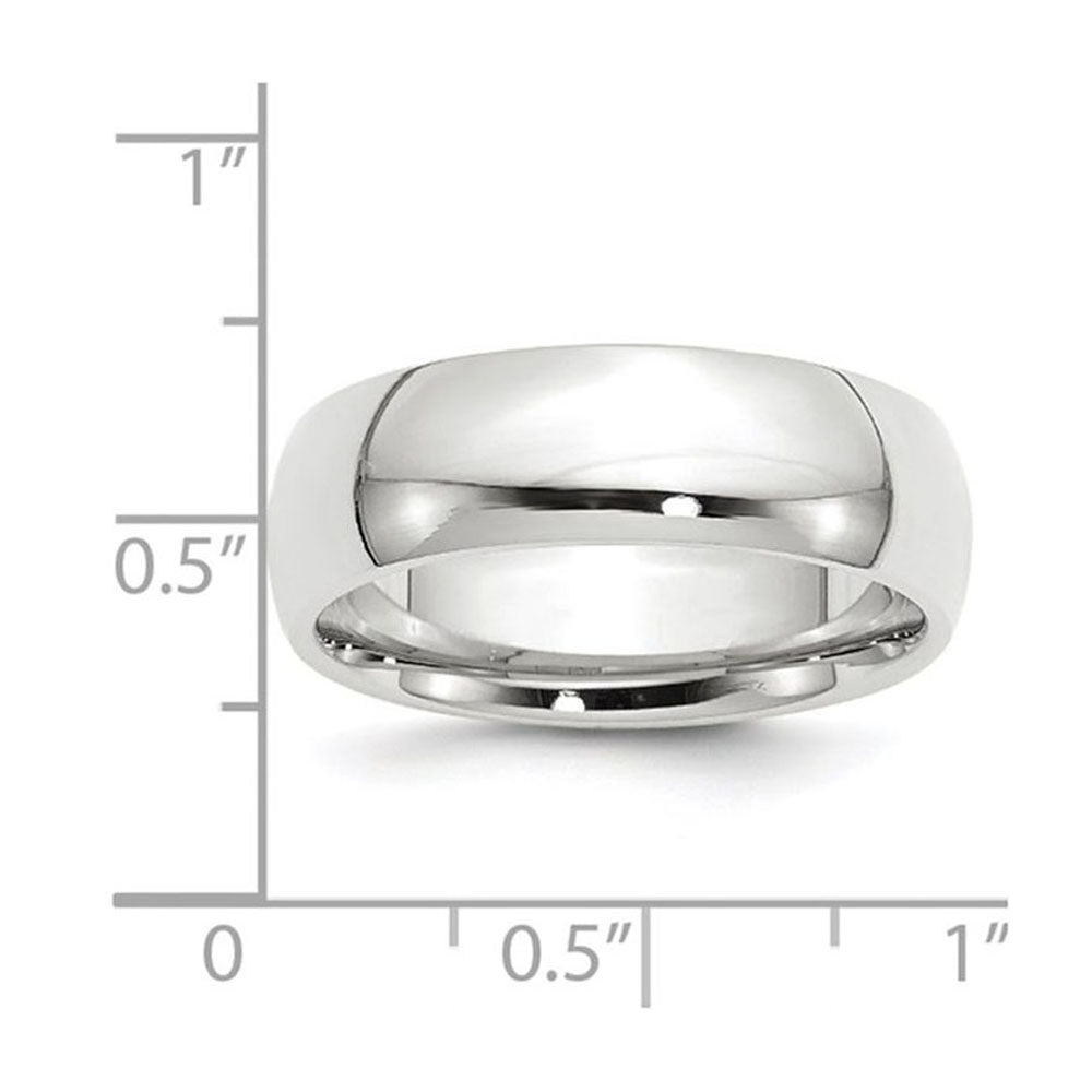 Alternate view of the 7mm 10K White Gold STD Domed Comfort Fit Band, Size 6 by The Black Bow Jewelry Co.