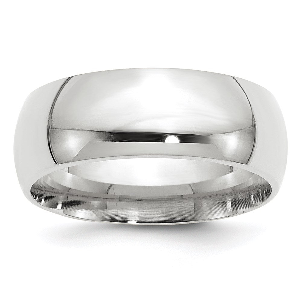 8mm 10K White Gold STD Domed Comfort Fit Band, Size 6, Item R12334-8MM-06 by The Black Bow Jewelry Co.