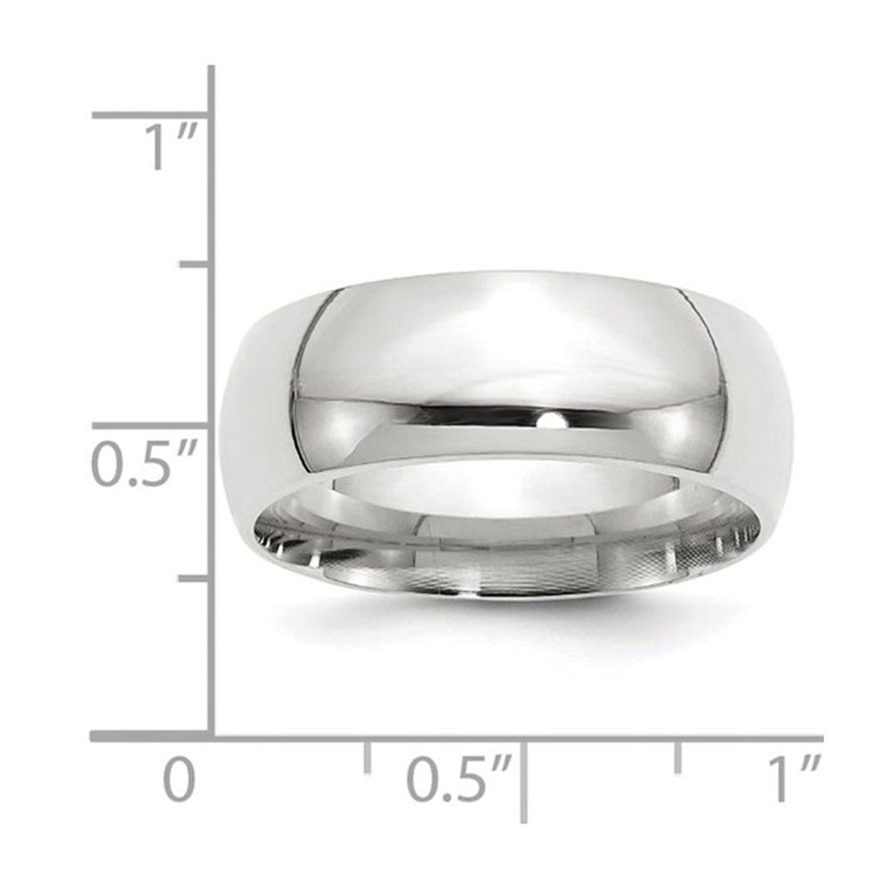 Alternate view of the 8mm 10K White Gold STD Domed Comfort Fit Band, Size 6 by The Black Bow Jewelry Co.