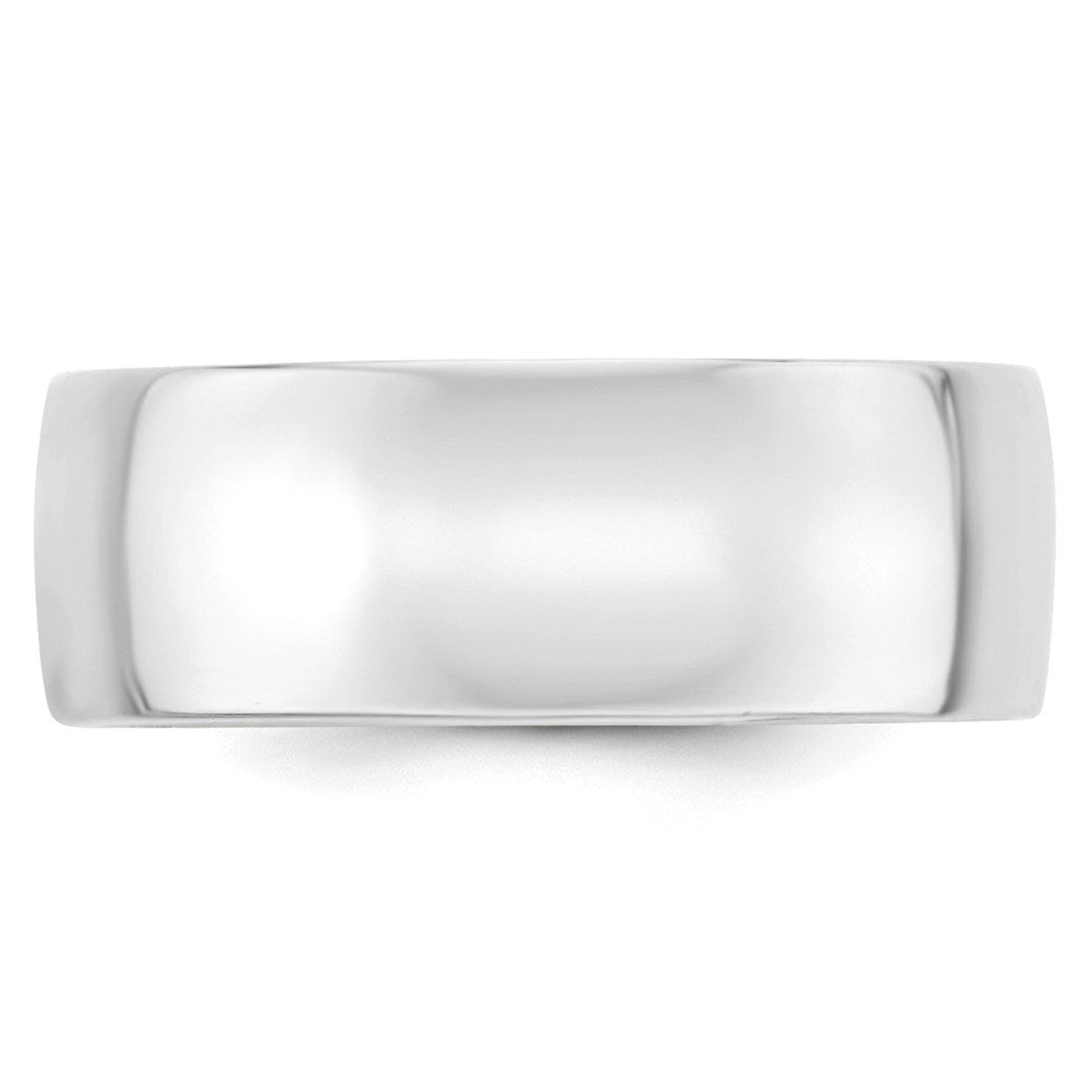 Alternate view of the 8mm 10K White Gold Lightweight Domed Comfort Fit Band, Size 6 by The Black Bow Jewelry Co.