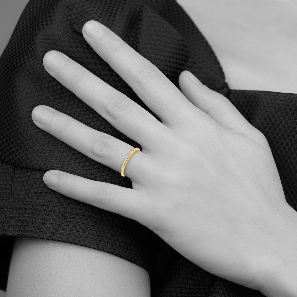 Alternate view of the 2mm 14K Yellow Gold STD Domed Comfort Fit Band, Size 4 by The Black Bow Jewelry Co.