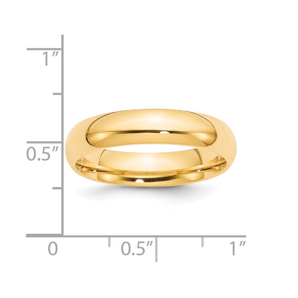 Alternate view of the 5mm 14K Yellow Gold STD Domed Comfort Fit Band, Size 4 by The Black Bow Jewelry Co.