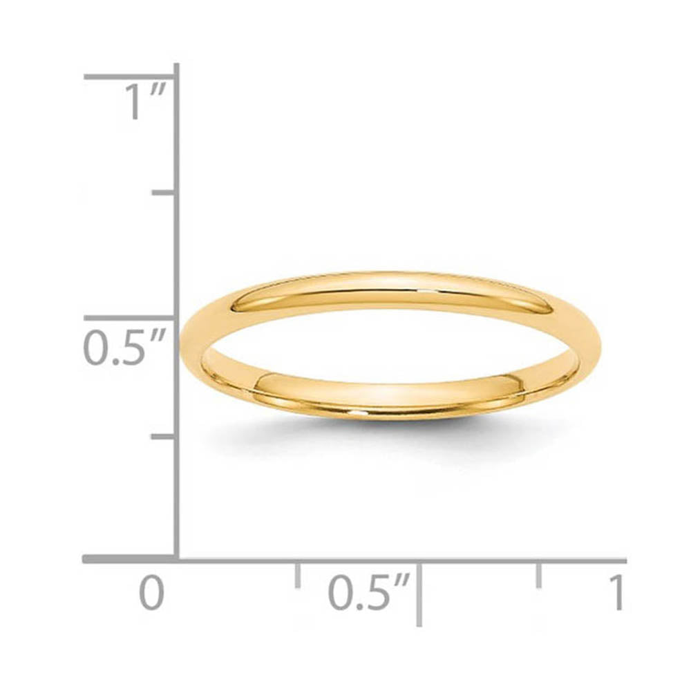 Alternate view of the 2mm to 6mm 14K Yellow Gold Lightweight Domed Comfort Fit Band by The Black Bow Jewelry Co.