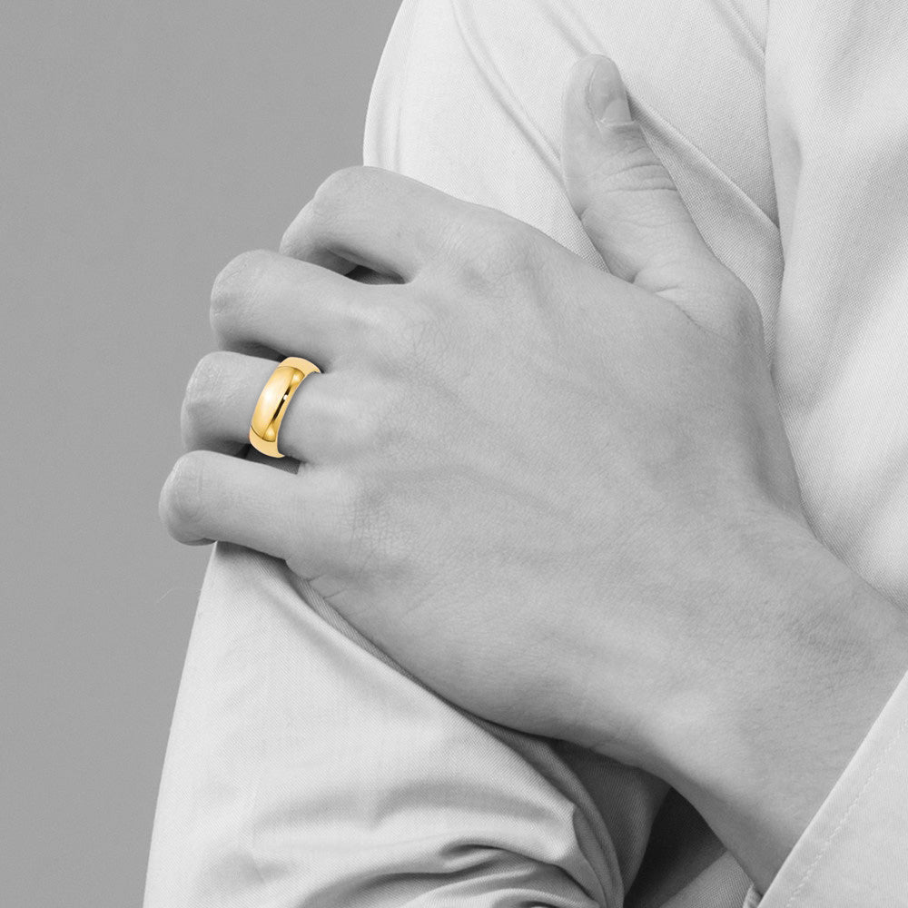 Alternate view of the 7mm 14K Yellow Gold STD Domed Comfort Fit Band, Size 6 by The Black Bow Jewelry Co.