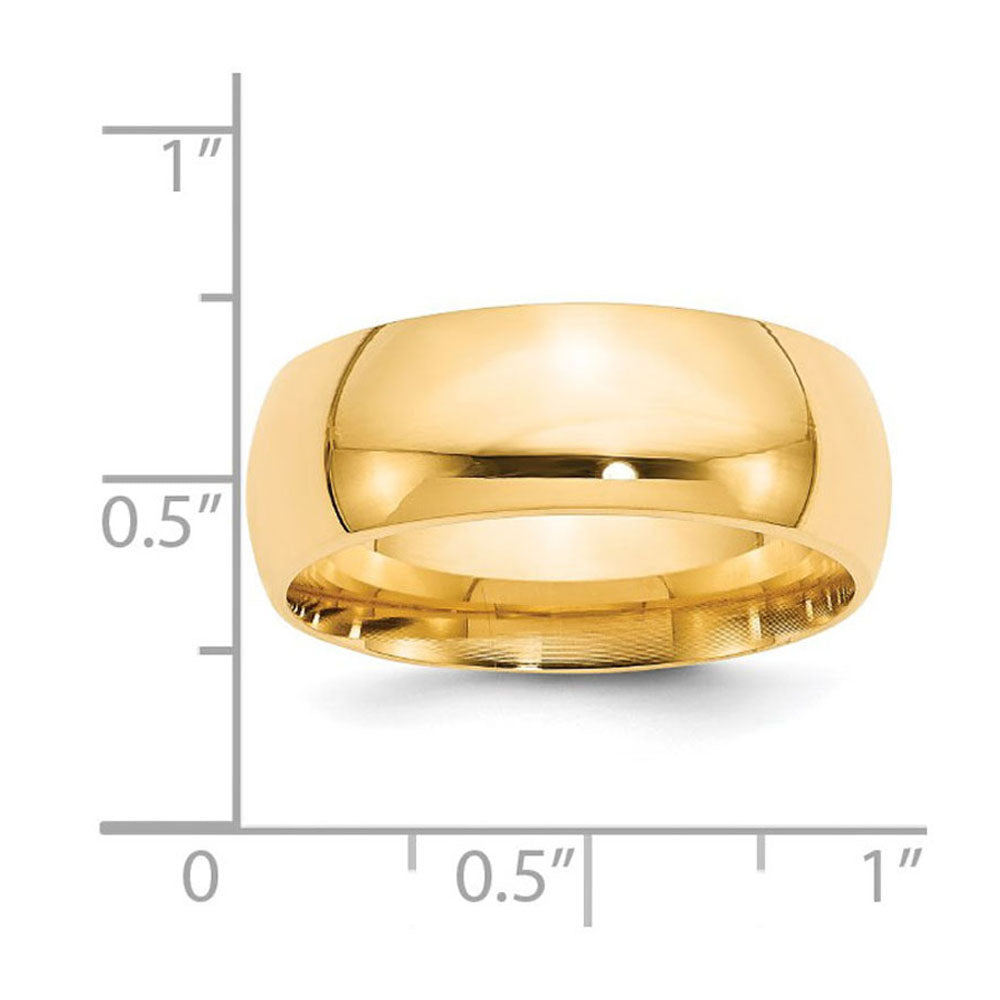 Alternate view of the 8mm 14K Yellow Gold STD Domed Comfort Fit Band, Size 6 by The Black Bow Jewelry Co.