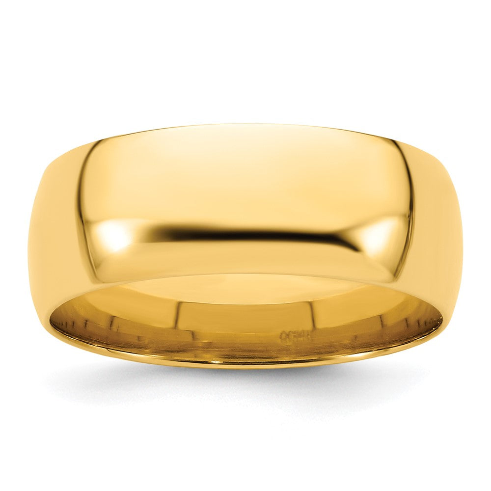 7mm or 8mm 14K Yellow Gold Lightweight Domed Comfort Fit Band, Item R12339 by The Black Bow Jewelry Co.