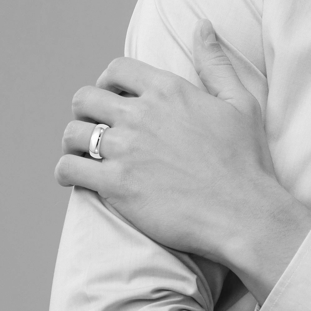 Alternate view of the 7mm 14K White Gold STD Domed Comfort Fit Band, Size 6 by The Black Bow Jewelry Co.