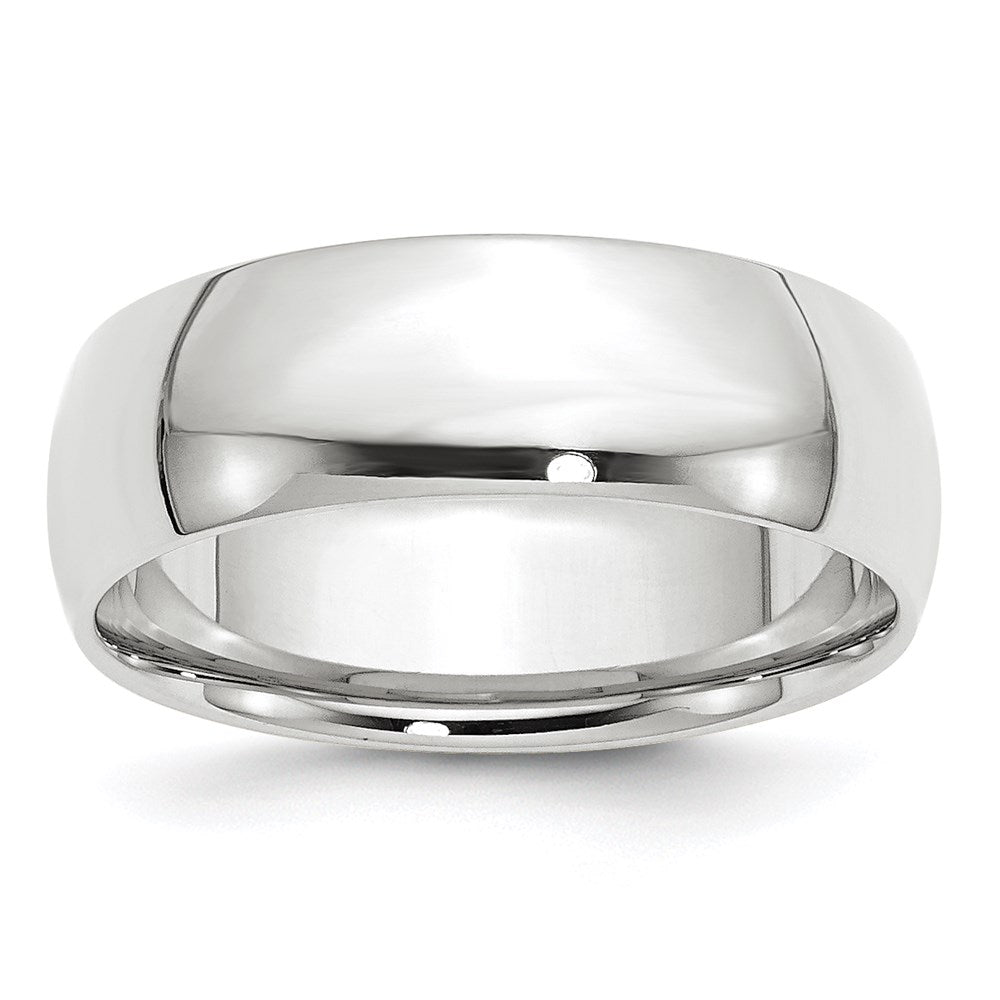 7mm or 8mm 14K White Gold Lightweight Domed Comfort Fit Band, Item R12343 by The Black Bow Jewelry Co.
