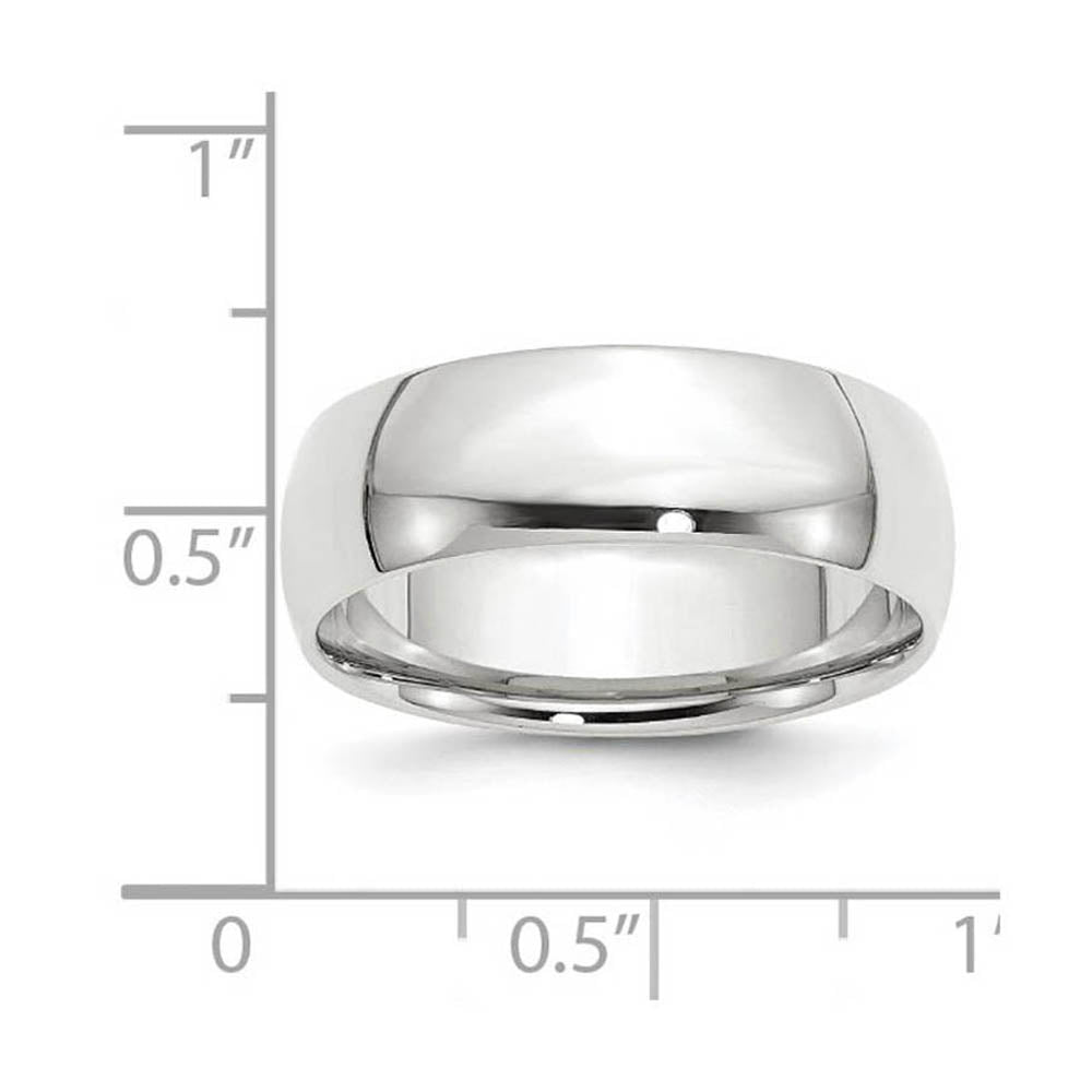 Alternate view of the 7mm or 8mm 14K White Gold Lightweight Domed Comfort Fit Band by The Black Bow Jewelry Co.