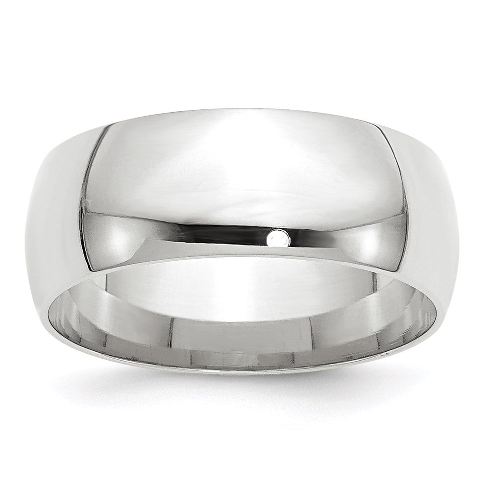 8mm 14K White Gold Lightweight Domed Comfort Fit Band, Size 6, Item R12343-8MM-06 by The Black Bow Jewelry Co.