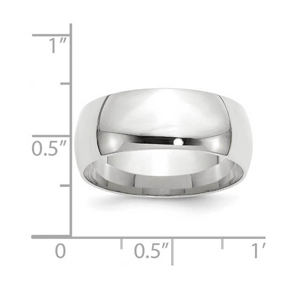 Alternate view of the 8mm 14K White Gold Lightweight Domed Comfort Fit Band, Size 6 by The Black Bow Jewelry Co.