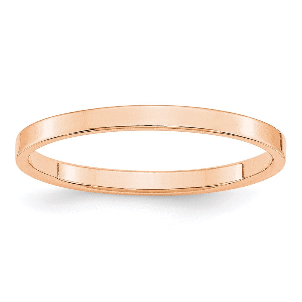 2mm 10K Rose Gold Lightweight Flat Standard Fit Band, Size 7, Item R12344-10KR-07 by The Black Bow Jewelry Co.