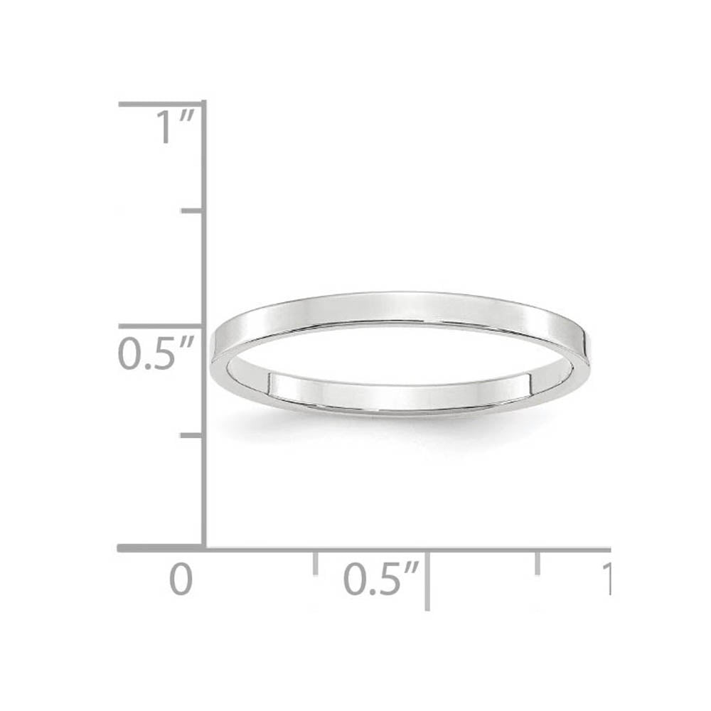 Alternate view of the 2mm 10K White Gold Lightweight Flat Standard Fit Band, Size 4 by The Black Bow Jewelry Co.