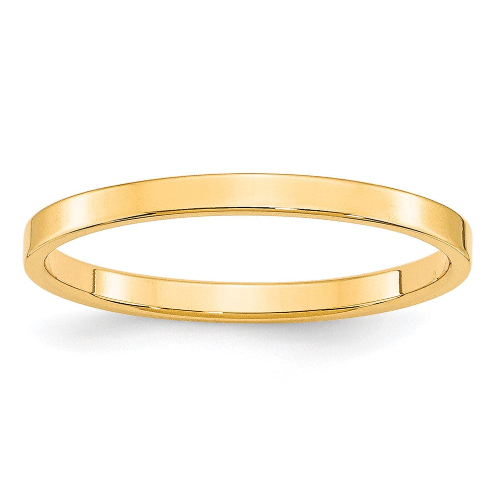 2mm 10K Yellow Gold Lightweight Flat Standard Fit Band, Size 4, Item R12344-10KY-04 by The Black Bow Jewelry Co.