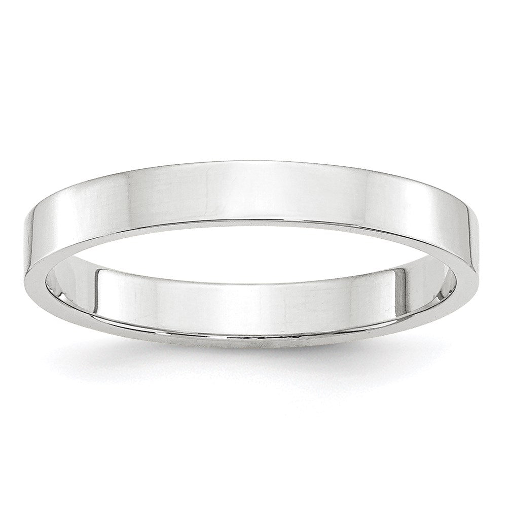 3mm 10K White Gold Lightweight Flat Standard Fit Band, Size 4, Item R12346-10KW-04 by The Black Bow Jewelry Co.