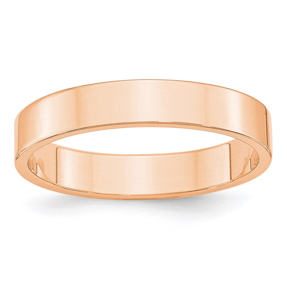 4mm 10K Rose, White, or Yellow Gold Lightweight Flat Standard Fit Band, Item R12347 by The Black Bow Jewelry Co.
