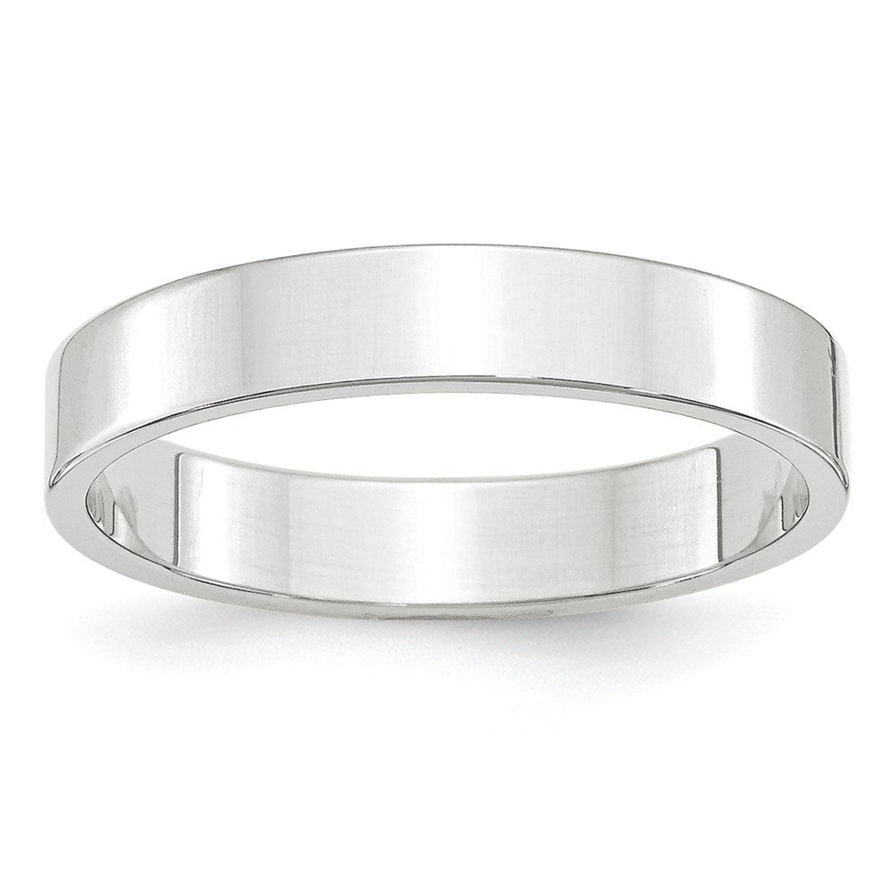 4mm 10K White Gold Lightweight Flat Standard Fit Band, Size 9.5, Item R12347-10KW-095 by The Black Bow Jewelry Co.