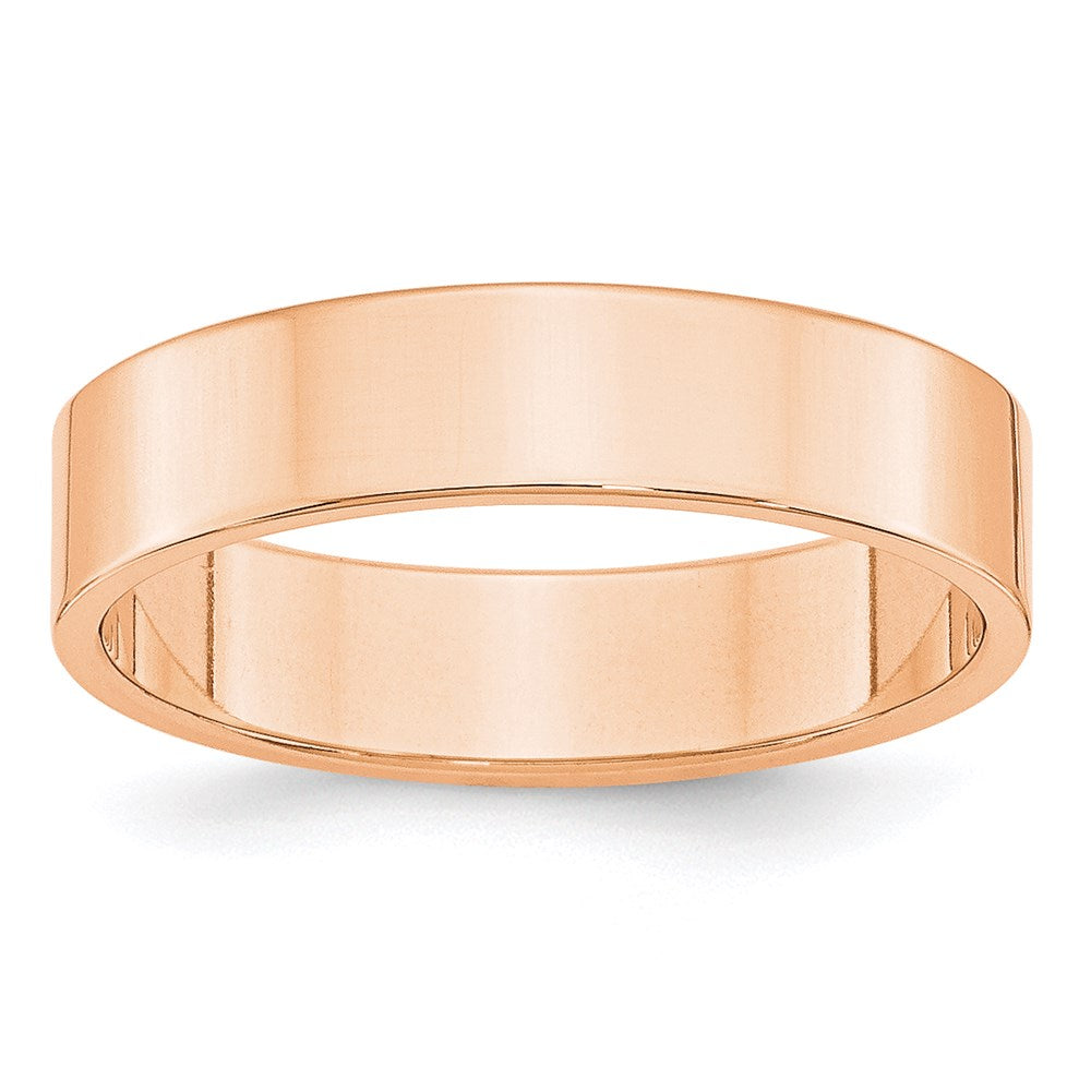 5mm 10K Rose Gold Lightweight Flat Standard Fit Band, Size 7, Item R12348-10KR-07 by The Black Bow Jewelry Co.