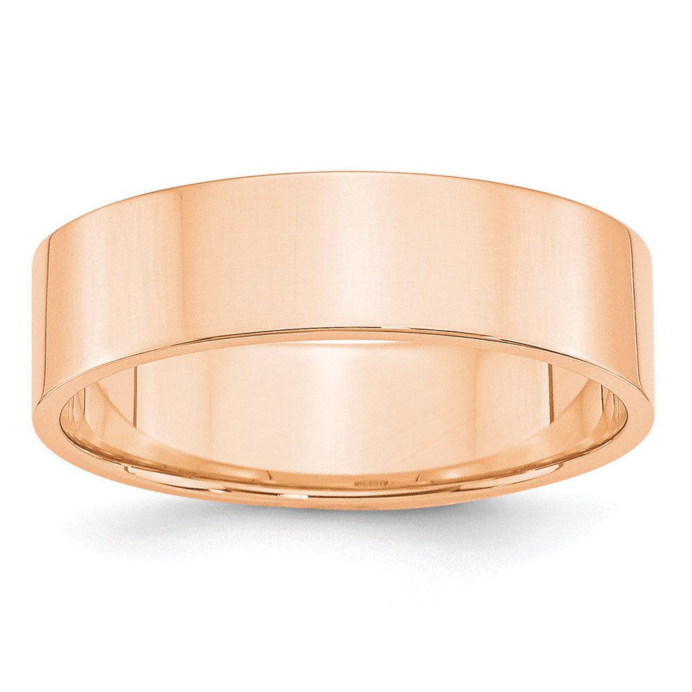 6mm 10K Rose Gold Lightweight Flat Standard Fit Band, Size 6.5, Item R12349-10KR-065 by The Black Bow Jewelry Co.