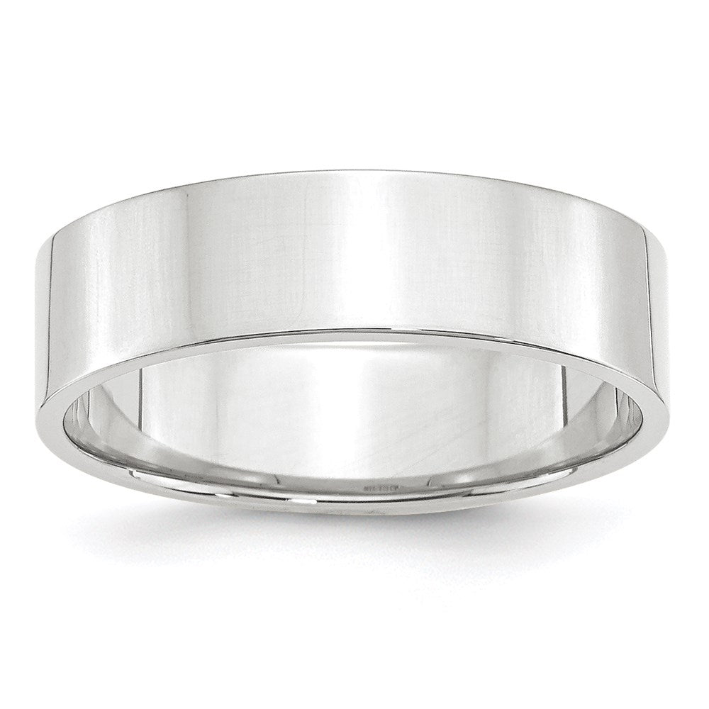 6mm 10K White Gold Lightweight Flat Standard Fit Band, Size 7, Item R12349-10KW-07 by The Black Bow Jewelry Co.