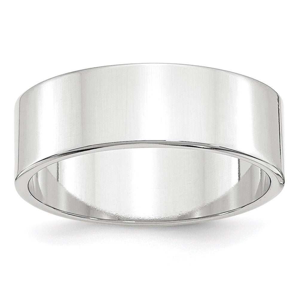 7mm 10K White Gold Lightweight Flat Standard Fit Band, Size 14, Item R12350-10KW-14 by The Black Bow Jewelry Co.