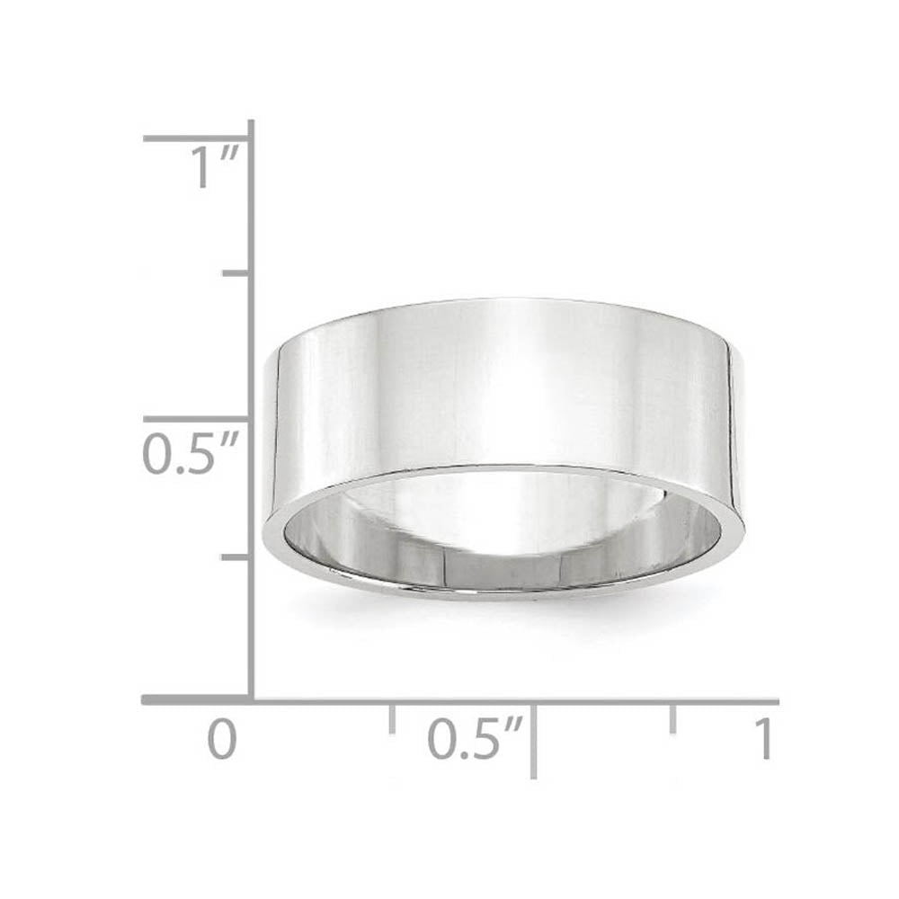 Alternate view of the 8mm 10K White Gold Lightweight Flat Standard Fit Band, Size 4 by The Black Bow Jewelry Co.