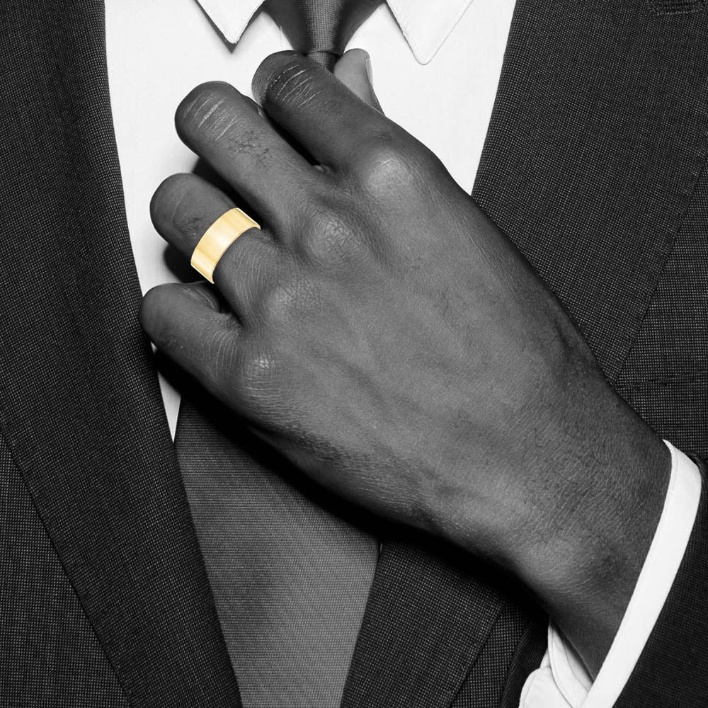 Alternate view of the 8mm 10K Yellow Gold Lightweight Flat Standard Fit Band, Size 4 by The Black Bow Jewelry Co.