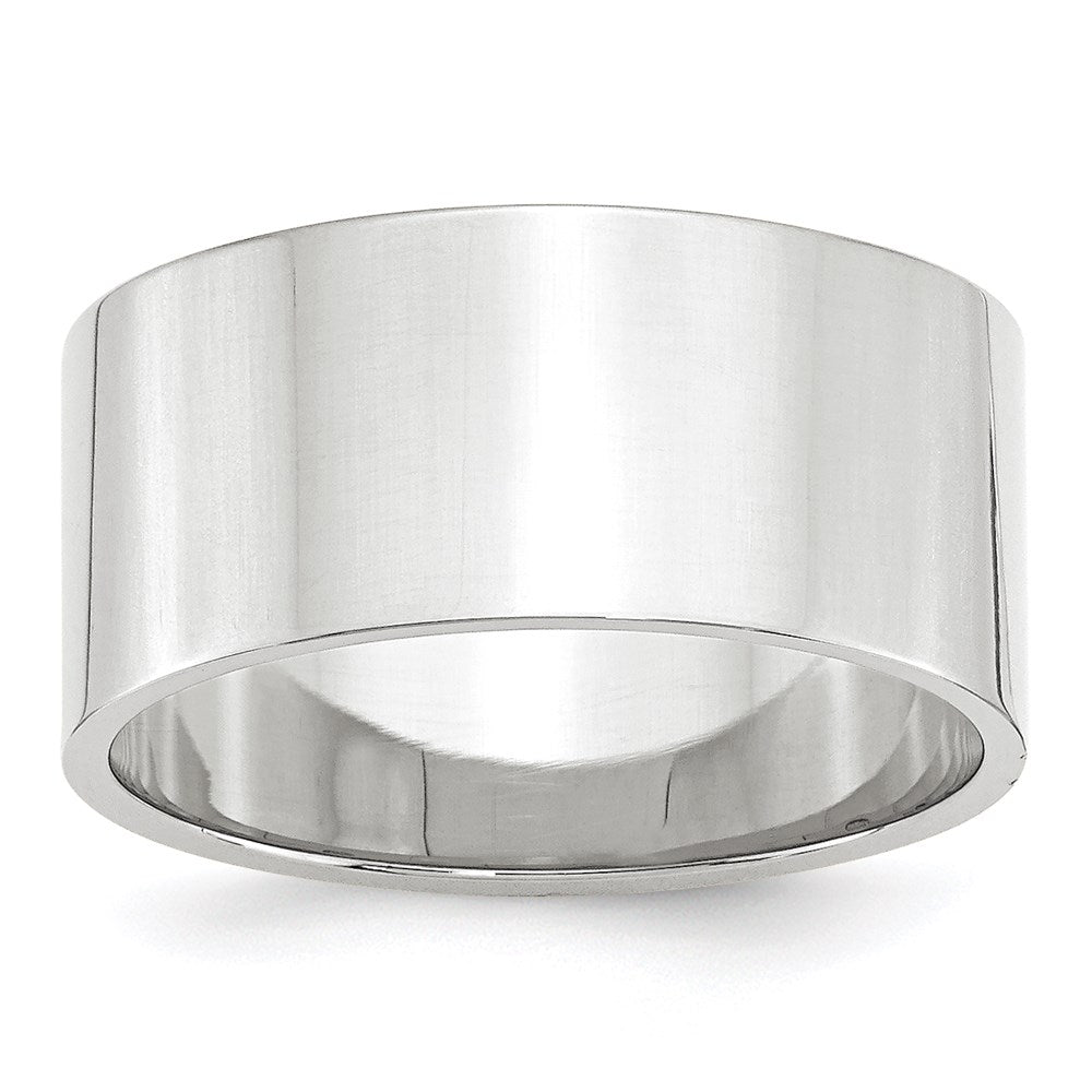 10mm 10K White Gold Lightweight Flat Standard Fit Band, Size 9.5, Item R12352-10KW-095 by The Black Bow Jewelry Co.