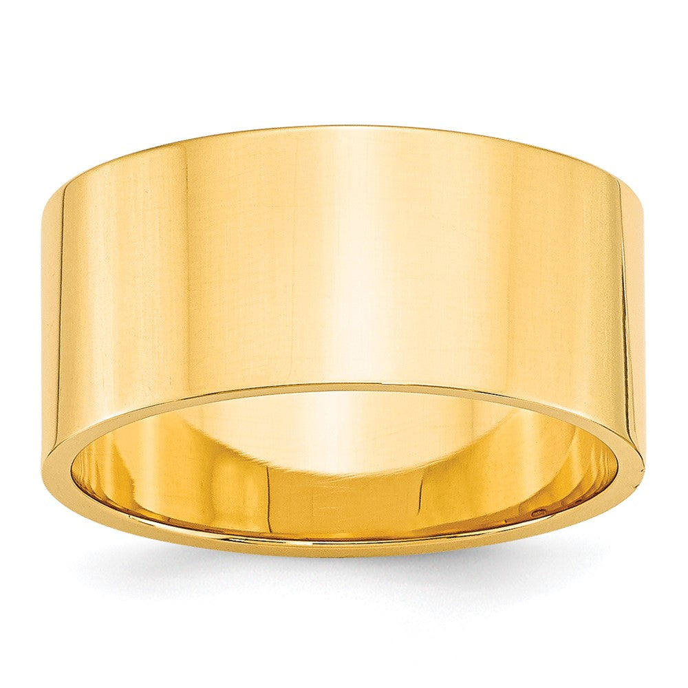 Alternate view of the 10mm 10K White or Yellow Gold Lightweight Flat Standard Fit Band by The Black Bow Jewelry Co.