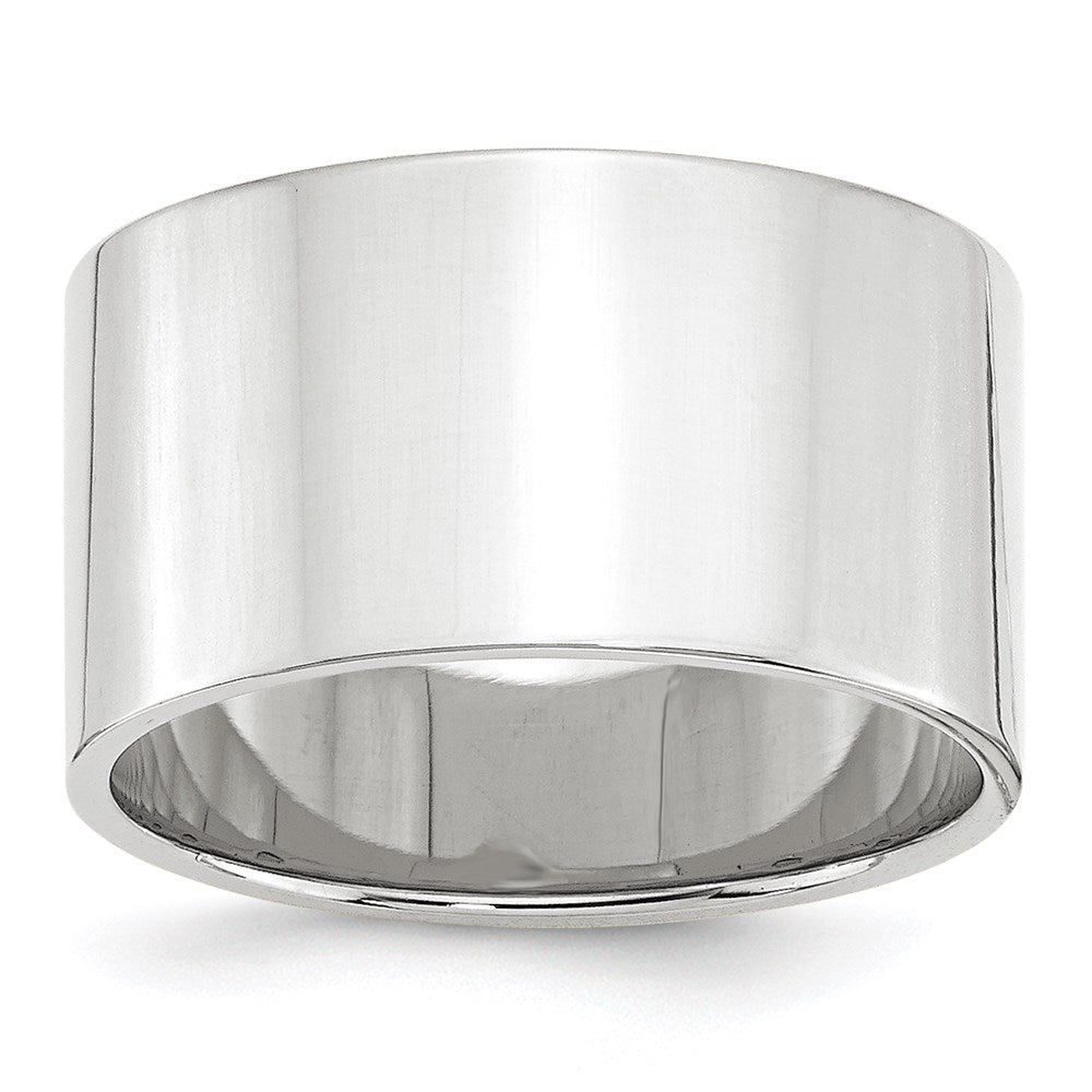 12mm 10K White Gold Lightweight Flat Standard Fit Band, Size 10.5, Item R12353-10KW-105 by The Black Bow Jewelry Co.