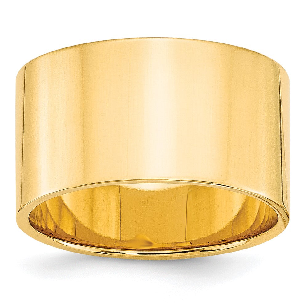 Alternate view of the 12mm 10K White or Yellow Gold Lightweight Flat Standard Fit Band by The Black Bow Jewelry Co.