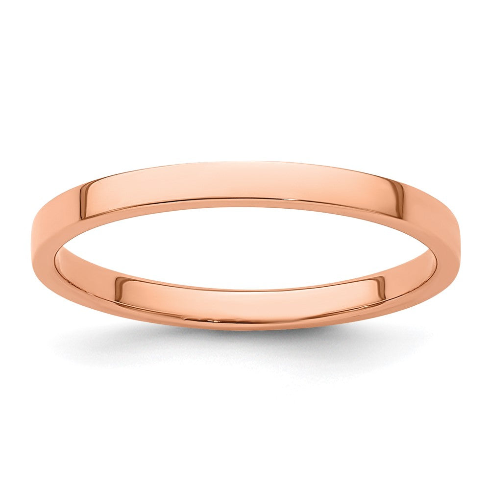 2mm 14K Rose Gold Lightweight Flat Standard Fit Band, Size 7, Item R12354-14KR-07 by The Black Bow Jewelry Co.