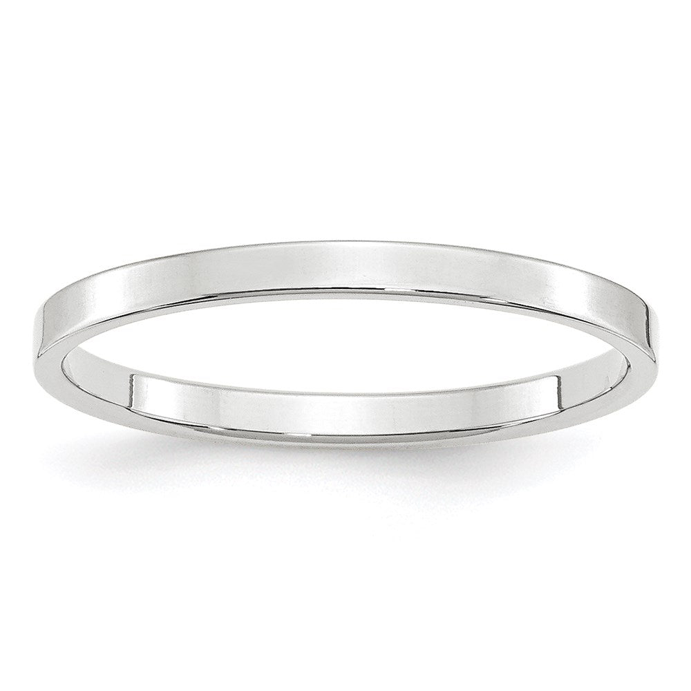 2mm 14K White Gold Lightweight Flat Standard Fit Band, Size 13.5, Item R12354-14KW-135 by The Black Bow Jewelry Co.