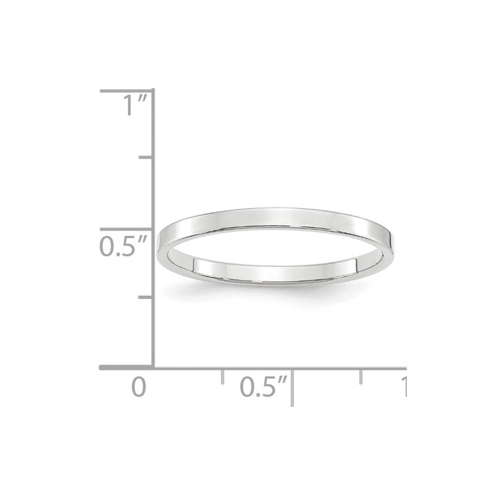 Alternate view of the 2mm 14K White Gold Lightweight Flat Standard Fit Band, Size 4 by The Black Bow Jewelry Co.