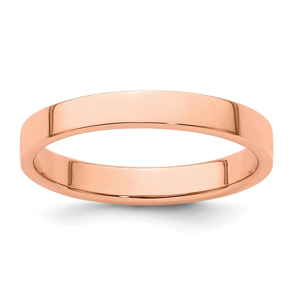 3mm 14K Rose Gold Lightweight Flat Standard Fit Band, Size 6.5, Item R12356-14KR-065 by The Black Bow Jewelry Co.