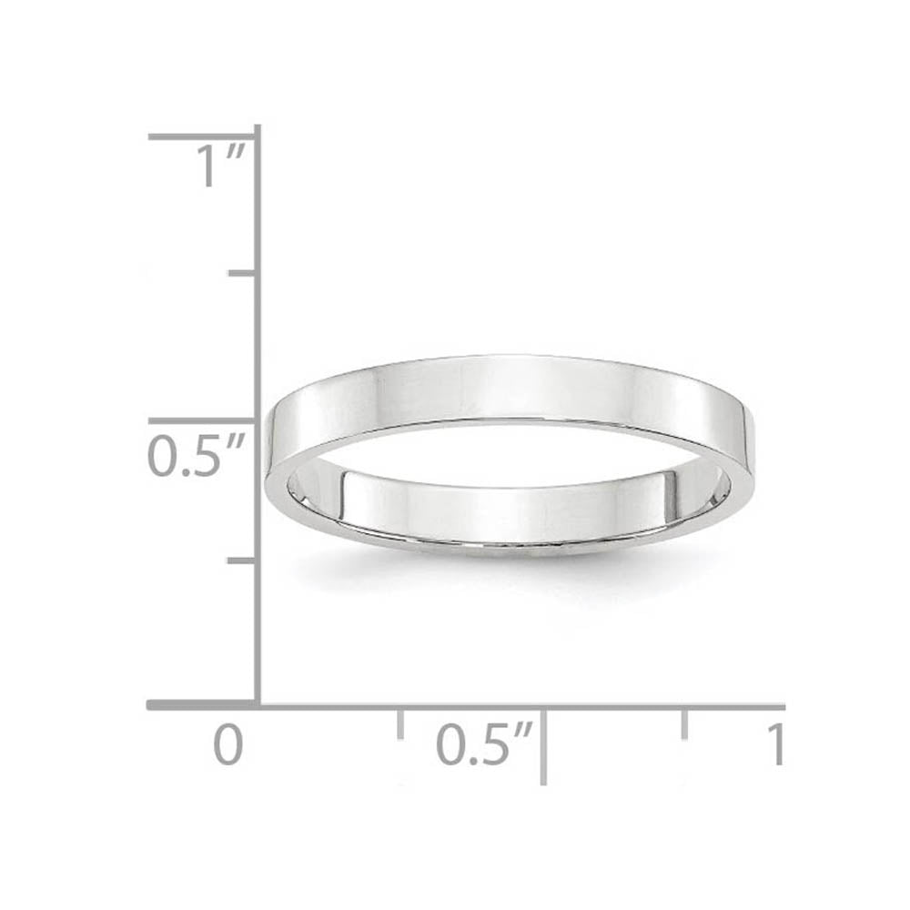 Alternate view of the 3mm 14K White Gold Lightweight Flat Standard Fit Band, Size 4 by The Black Bow Jewelry Co.
