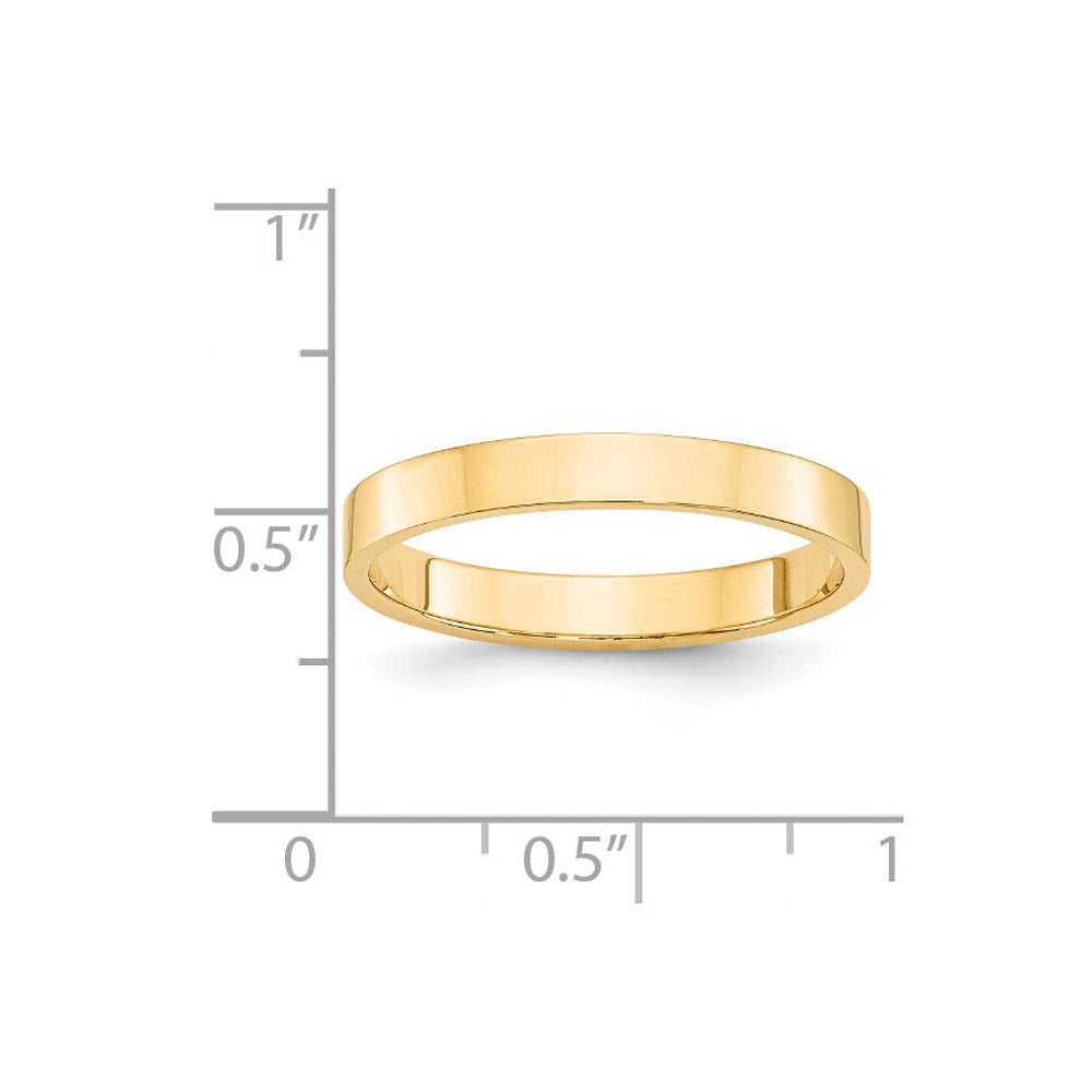 Alternate view of the 3mm 14K Yellow Gold Lightweight Flat Standard Fit Band, Size 4 by The Black Bow Jewelry Co.