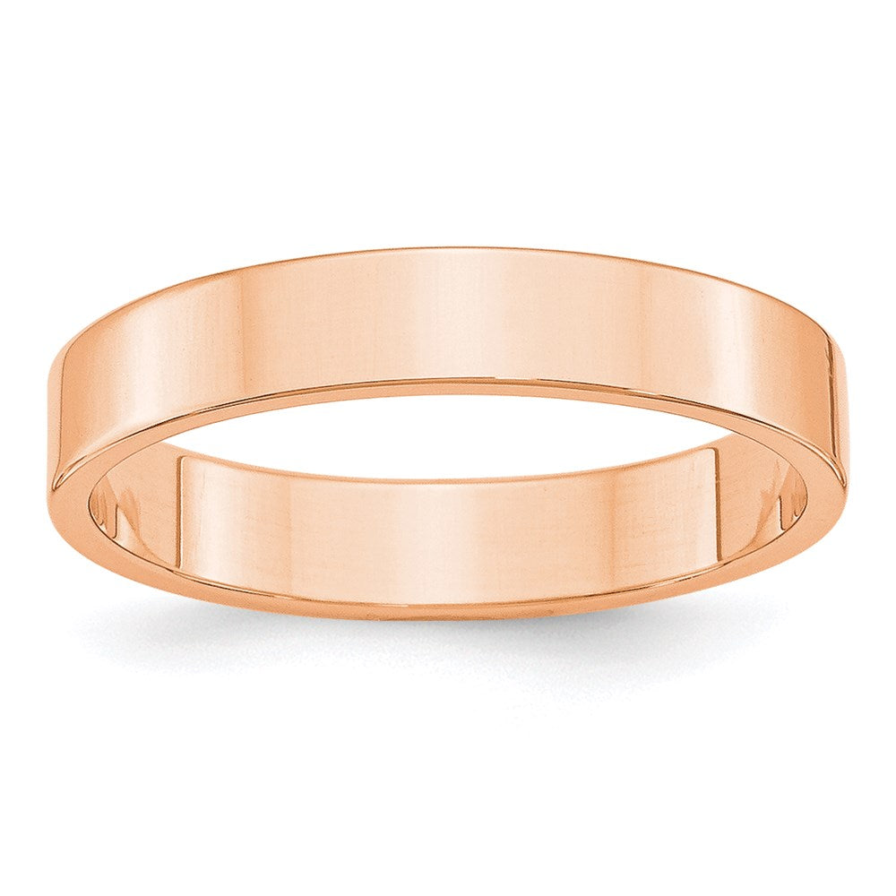 4mm 14K Rose Gold Lightweight Flat Standard Fit Band, Size 8, Item R12357-14KR-08 by The Black Bow Jewelry Co.