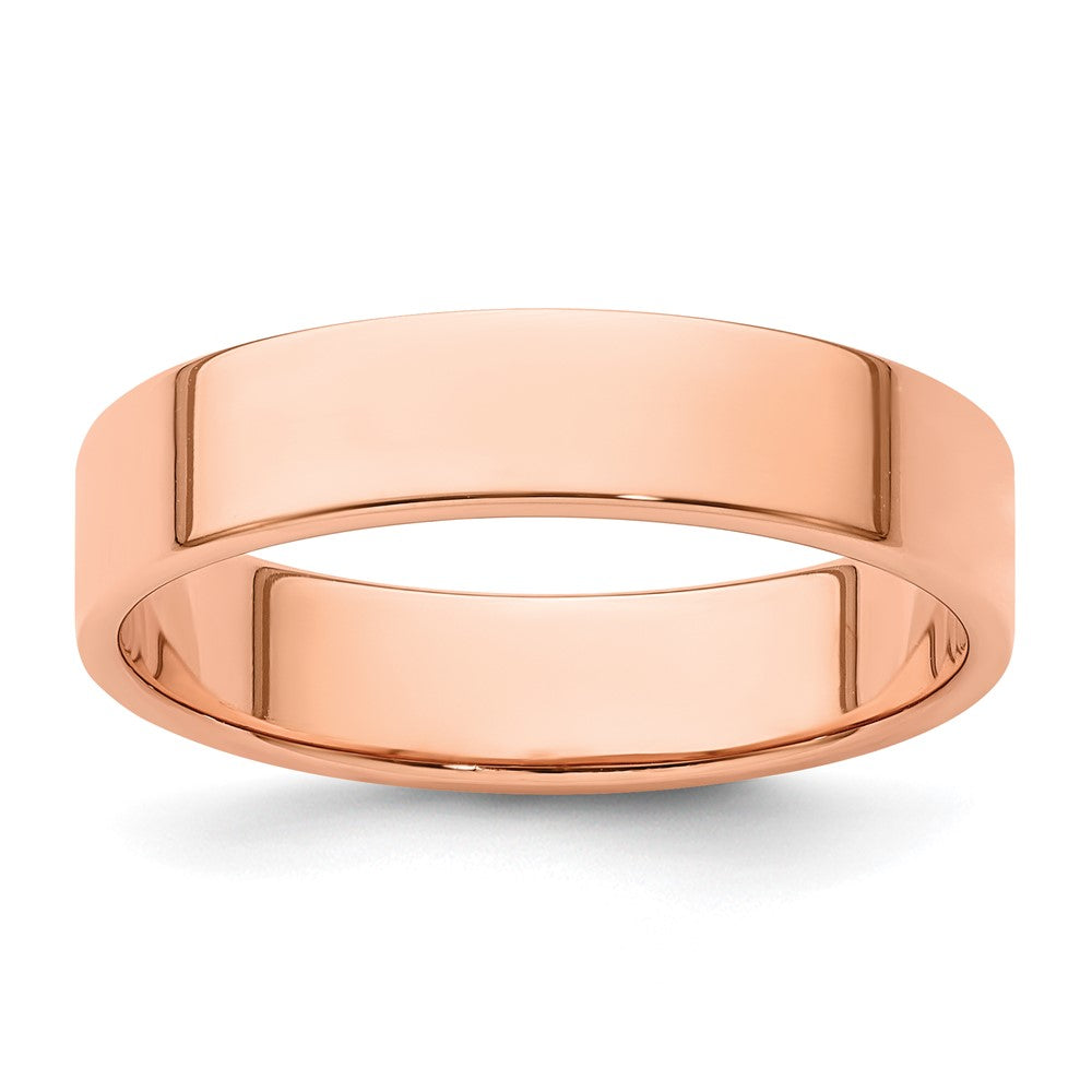 5mm 14K Rose Gold Lightweight Flat Standard Fit Band, Size 9, Item R12358-14KR-09 by The Black Bow Jewelry Co.