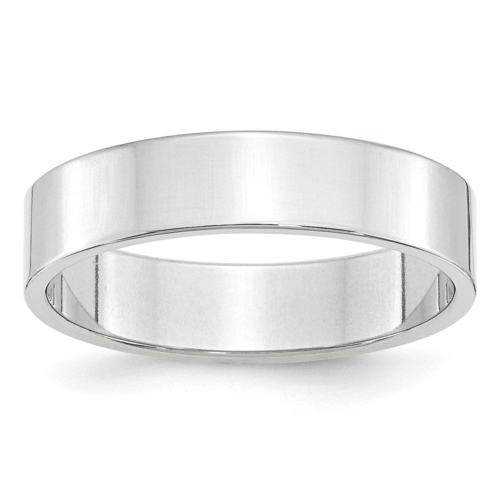 5mm 14K White Gold Lightweight Flat Standard Fit Band, Size 5, Item R12358-14KW-05 by The Black Bow Jewelry Co.