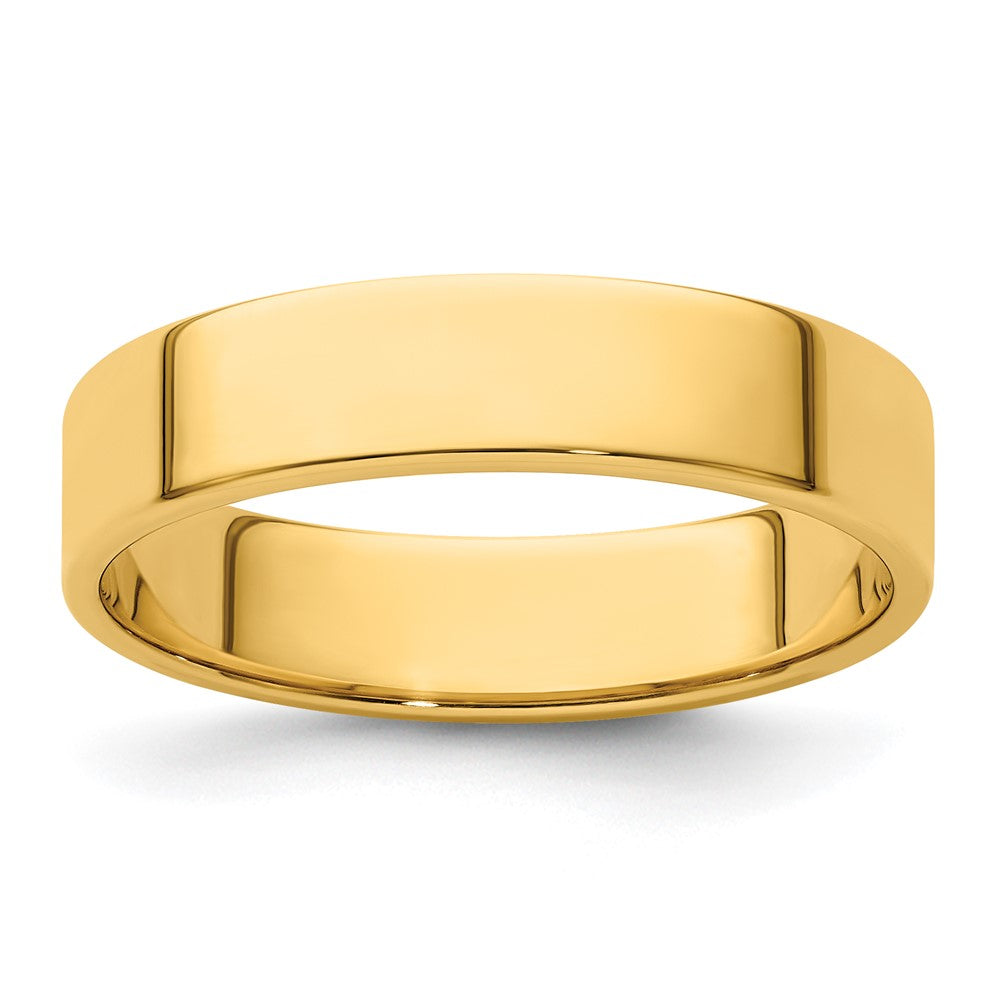 5mm 14K Yellow Gold Lightweight Flat Standard Fit Band, Size 9.5, Item R12358-14KY-095 by The Black Bow Jewelry Co.