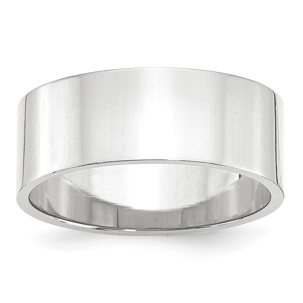 8mm 14K White Gold Lightweight Flat Standard Fit Band, Size 5, Item R12361-14KW-05 by The Black Bow Jewelry Co.