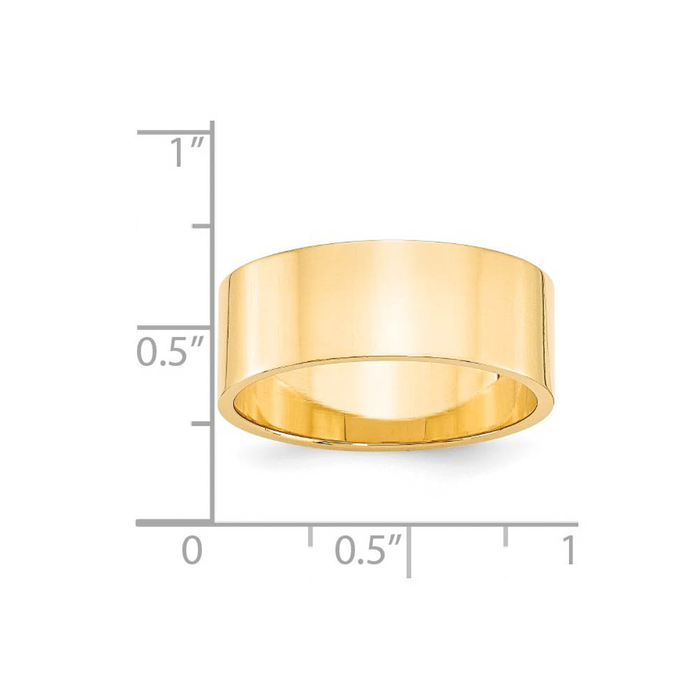 Alternate view of the 8mm 14K Yellow Gold Lightweight Flat Standard Fit Band, Size 4 by The Black Bow Jewelry Co.
