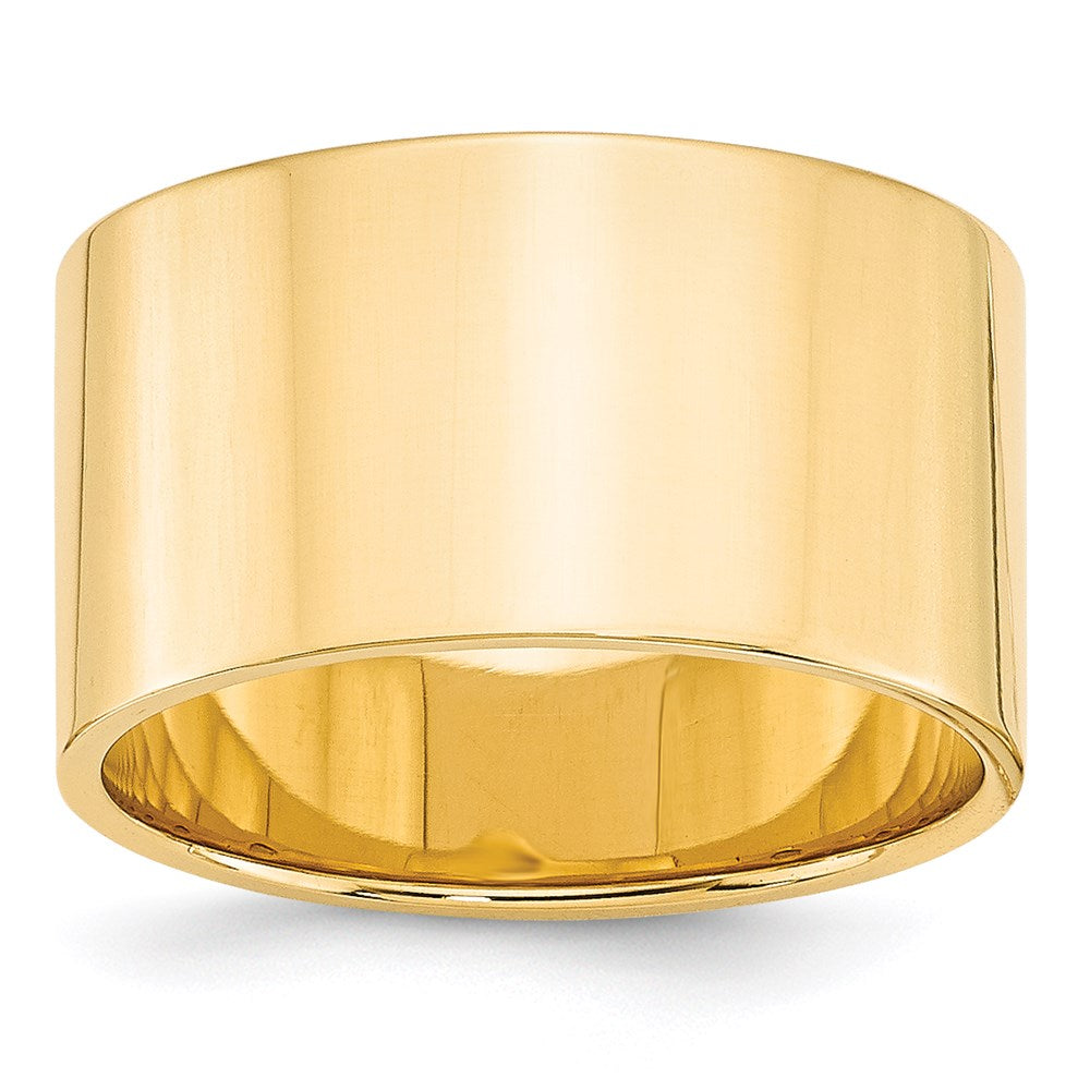 12mm 14K Yellow Gold Lightweight Flat Standard Fit Band, Size 11, Item R12363-14KY-11 by The Black Bow Jewelry Co.
