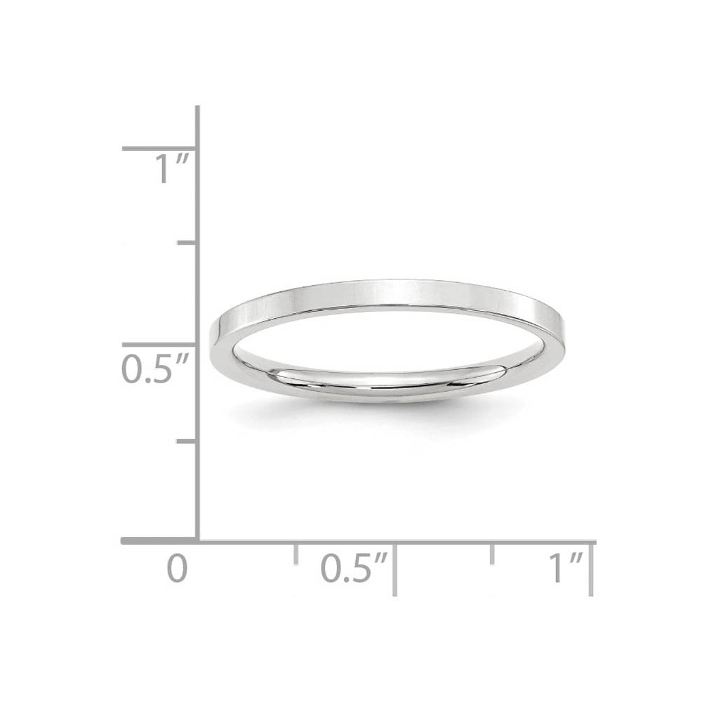Alternate view of the 2mm 10K White Gold Flat Comfort Fit Band, Size 4 by The Black Bow Jewelry Co.