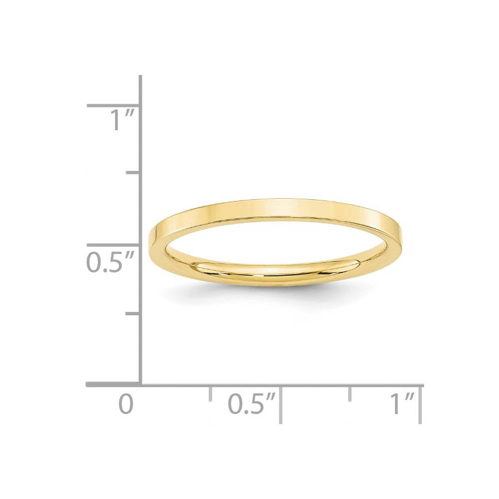 Alternate view of the 2mm 10K Yellow Gold Flat Comfort Fit Band, Size 4 by The Black Bow Jewelry Co.