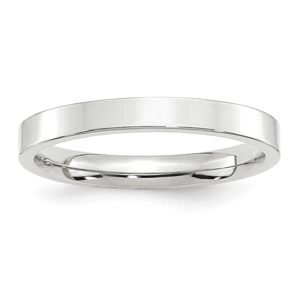 3mm 10K White Gold Flat Comfort Fit Band, Size 4, Item R12366-10KW-04 by The Black Bow Jewelry Co.